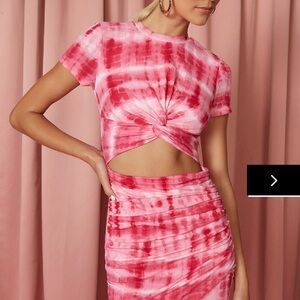 superdown Pink Tie-Dye Mini Dress